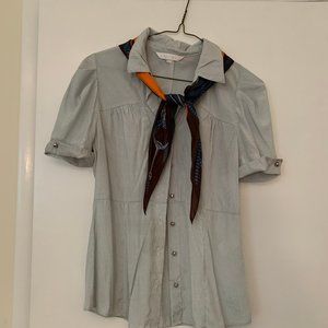 Blue Pepe Summer Blouse | Size: M | Green & White